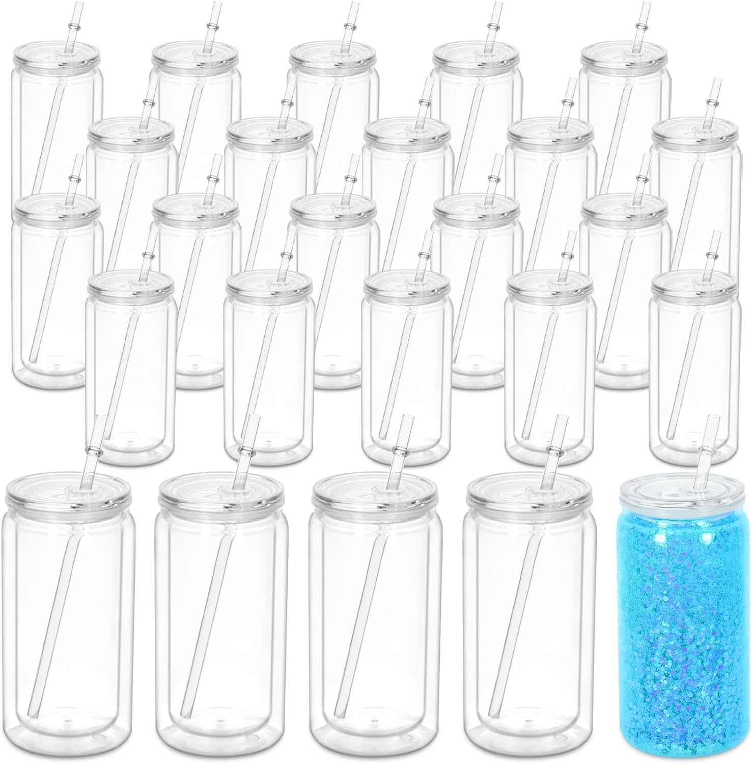 16 Oz Acrylic Snowglobe Tumbler for DIY Glitter Fun