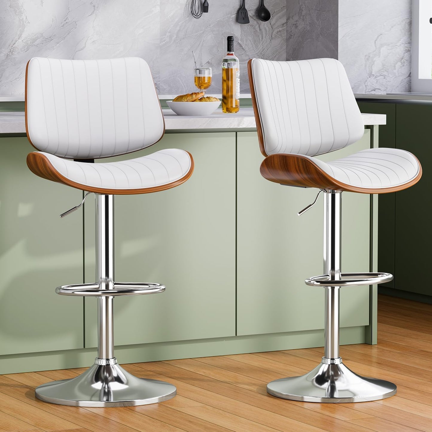 Swivel Bar Stools Set of 2 for Kitchen Counter - Modern Design