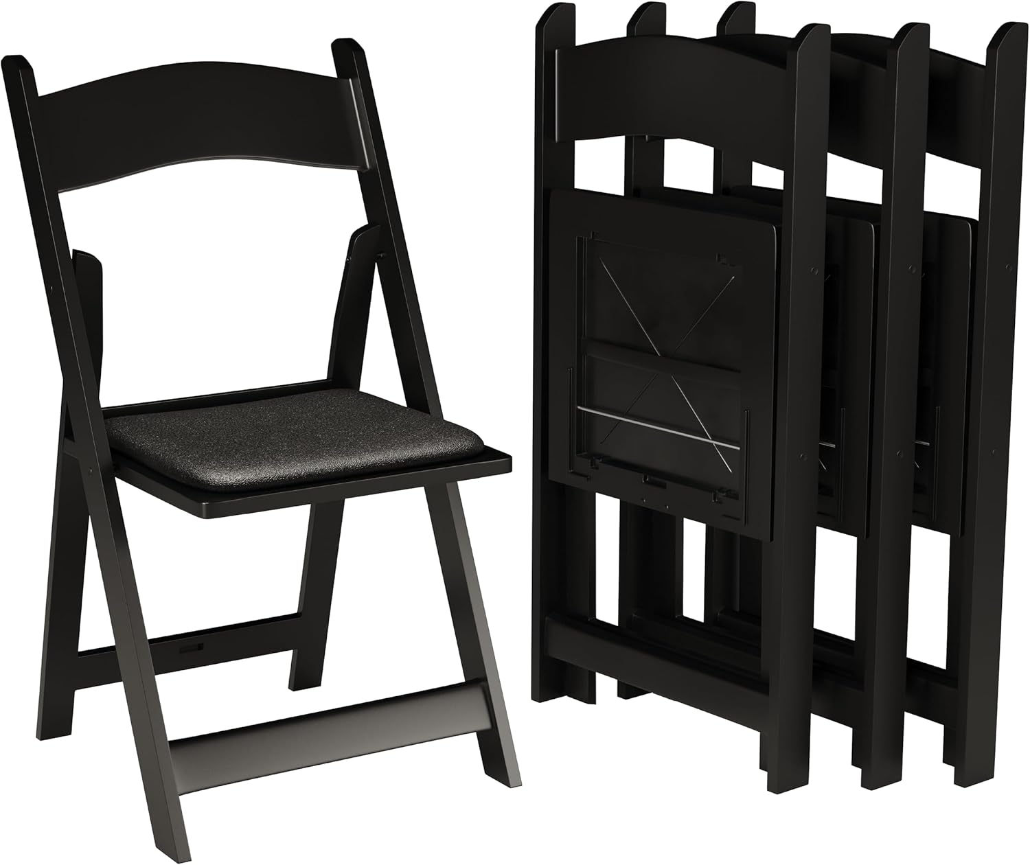 Comfortable Black Resin Stackable Folding Chair for Events