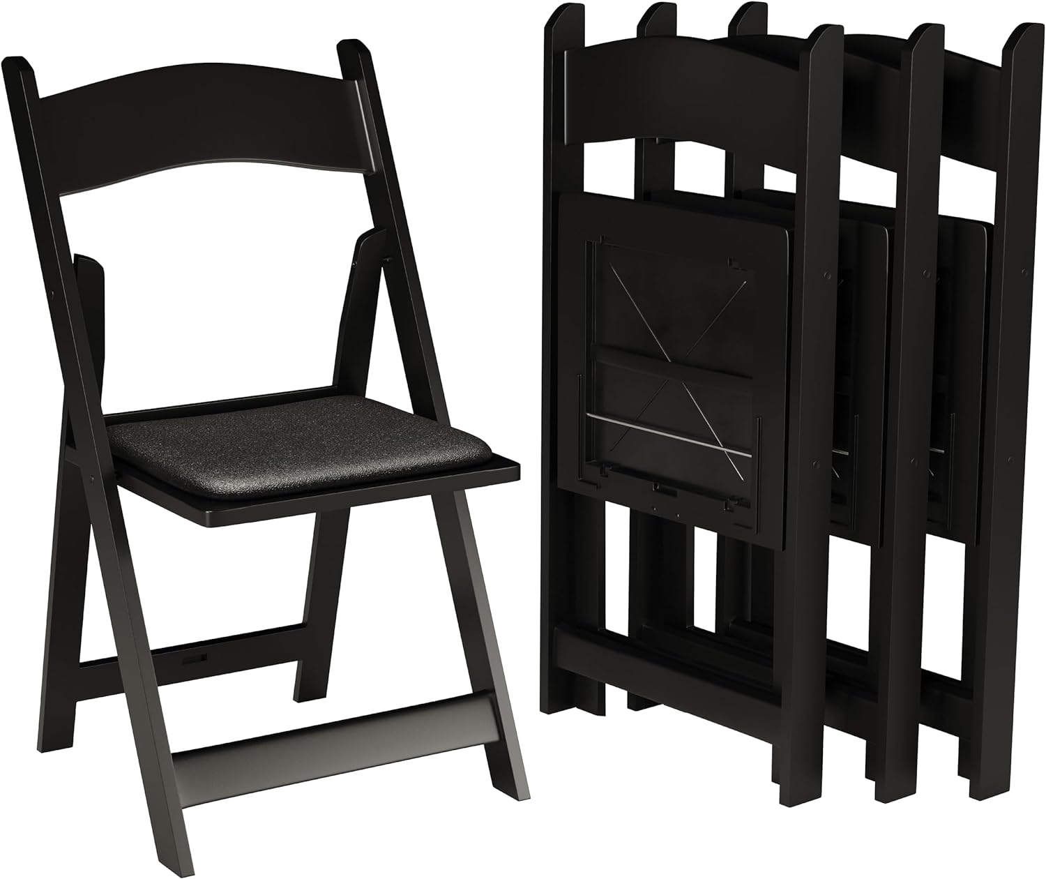 Comfortable Black Resin Stackable Folding Chair for Events