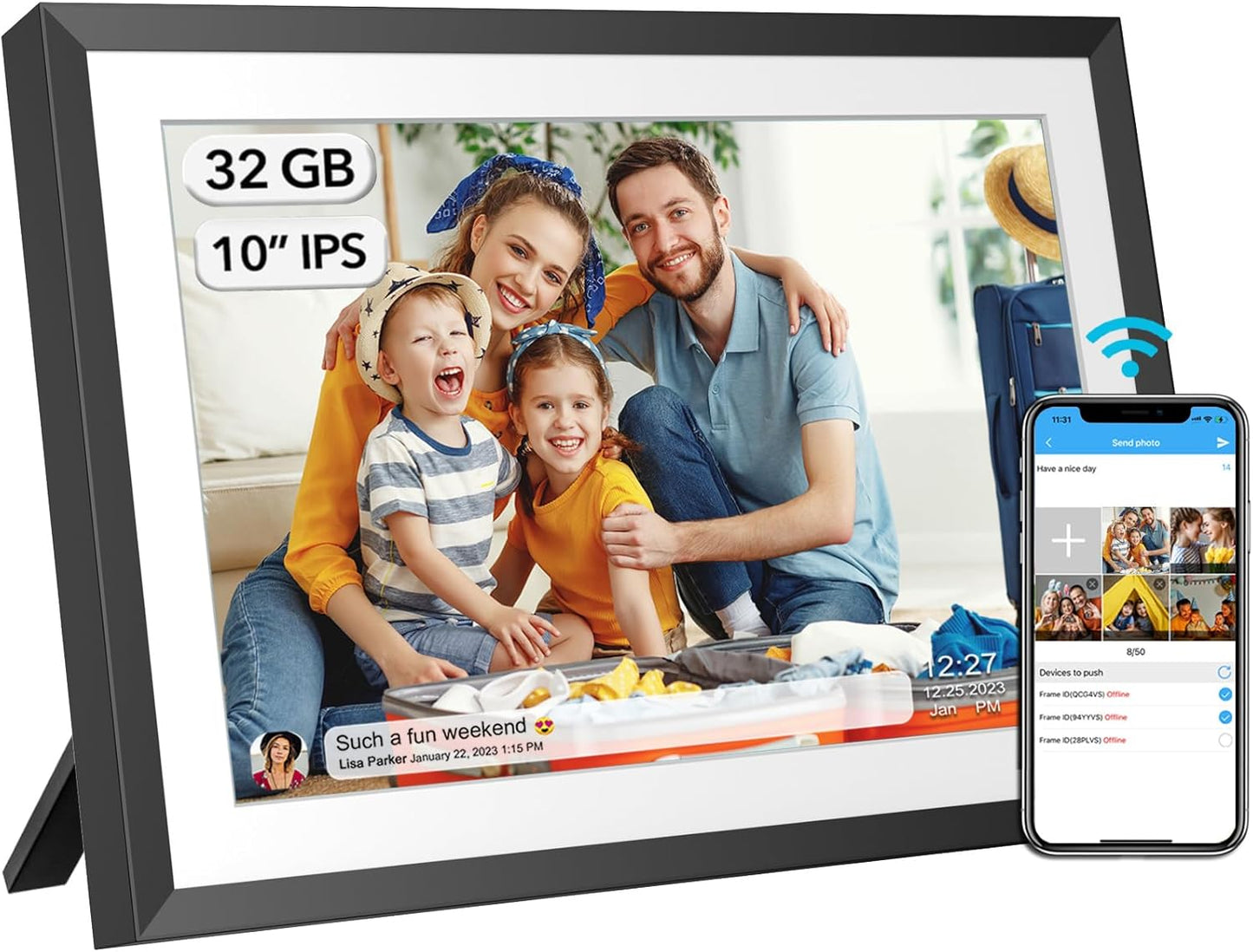 32GB 10.1 Inch WiFi Digital Picture Frame with Touch Screen