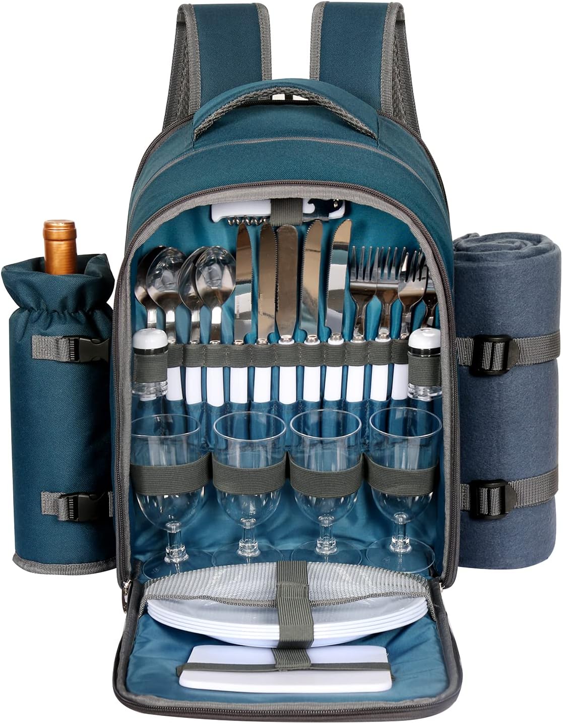 Hap Tim Picnic Basket Backpack for 4 with Blanket and Cooler