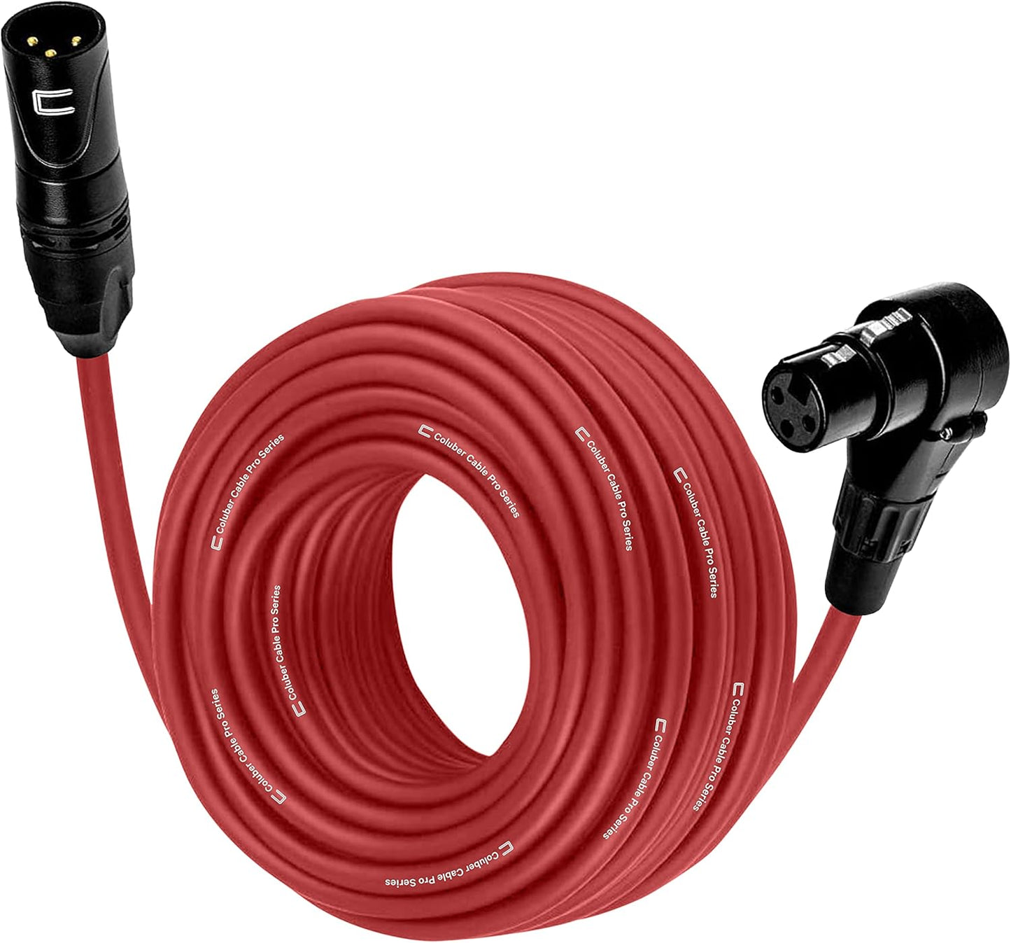 Balanced XLR Cable Male to Right Angle Female - 30 Feet Red