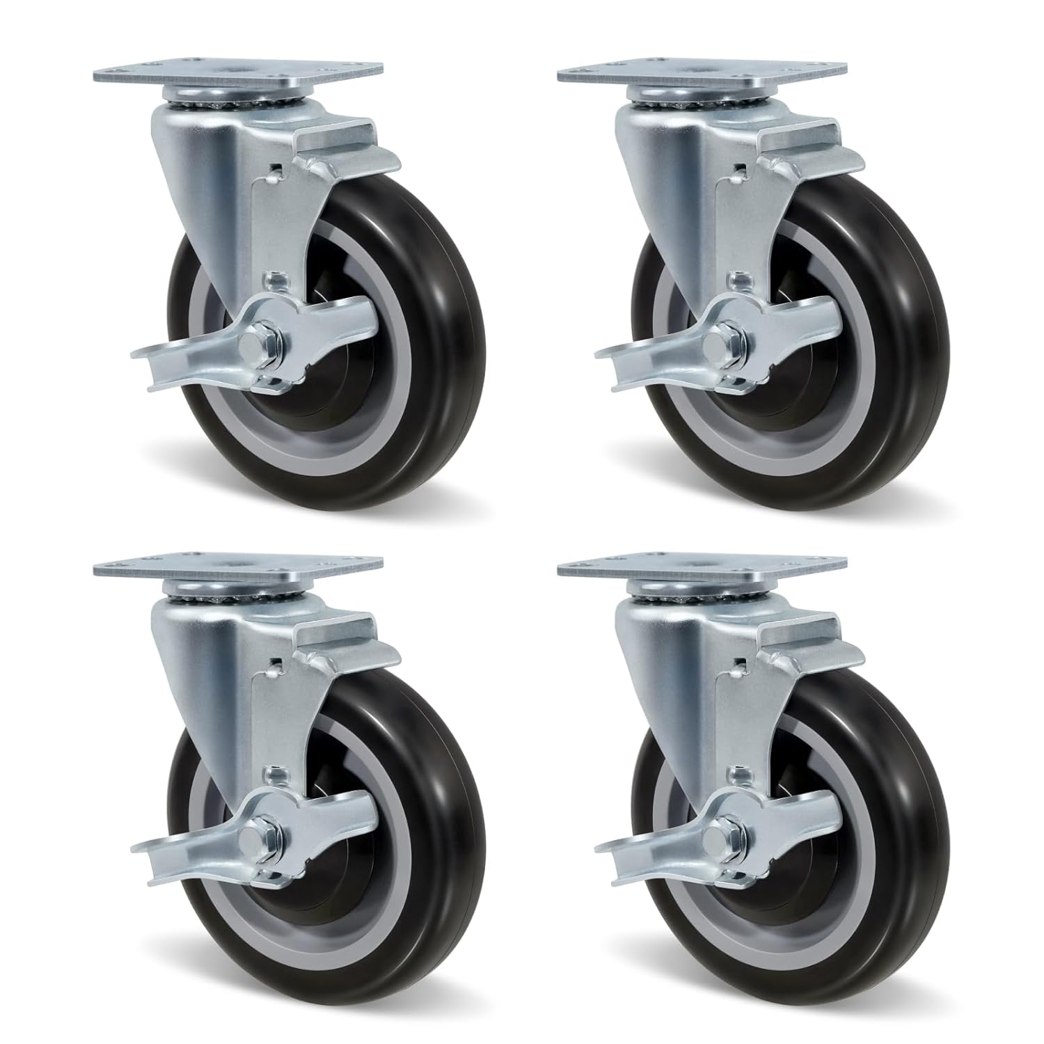 5 Inch Heavy Duty Caster Wheels Set of 4 for 1400lbs Capacity