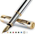 Scriveiner Silver Chrome Fountain Pen for Professionals - Real Gold