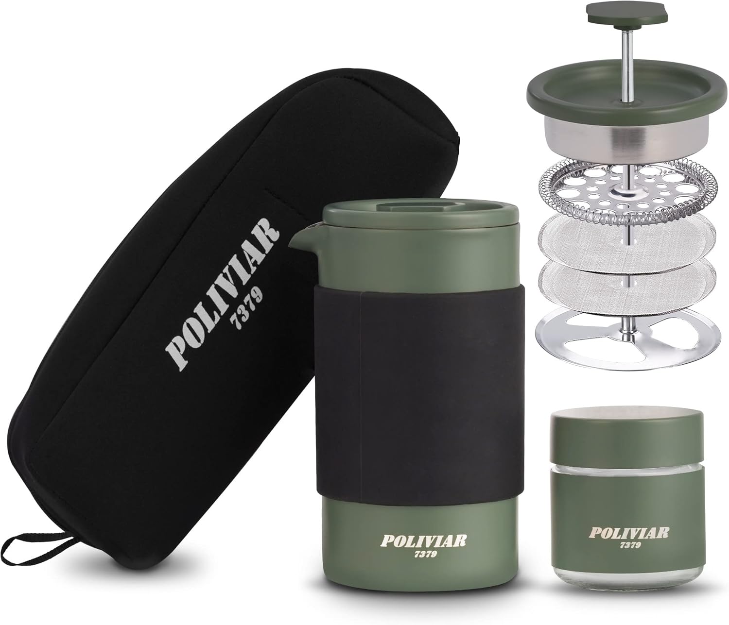 POLIVIAR French Press Coffee Maker - 12 oz Portable Brew