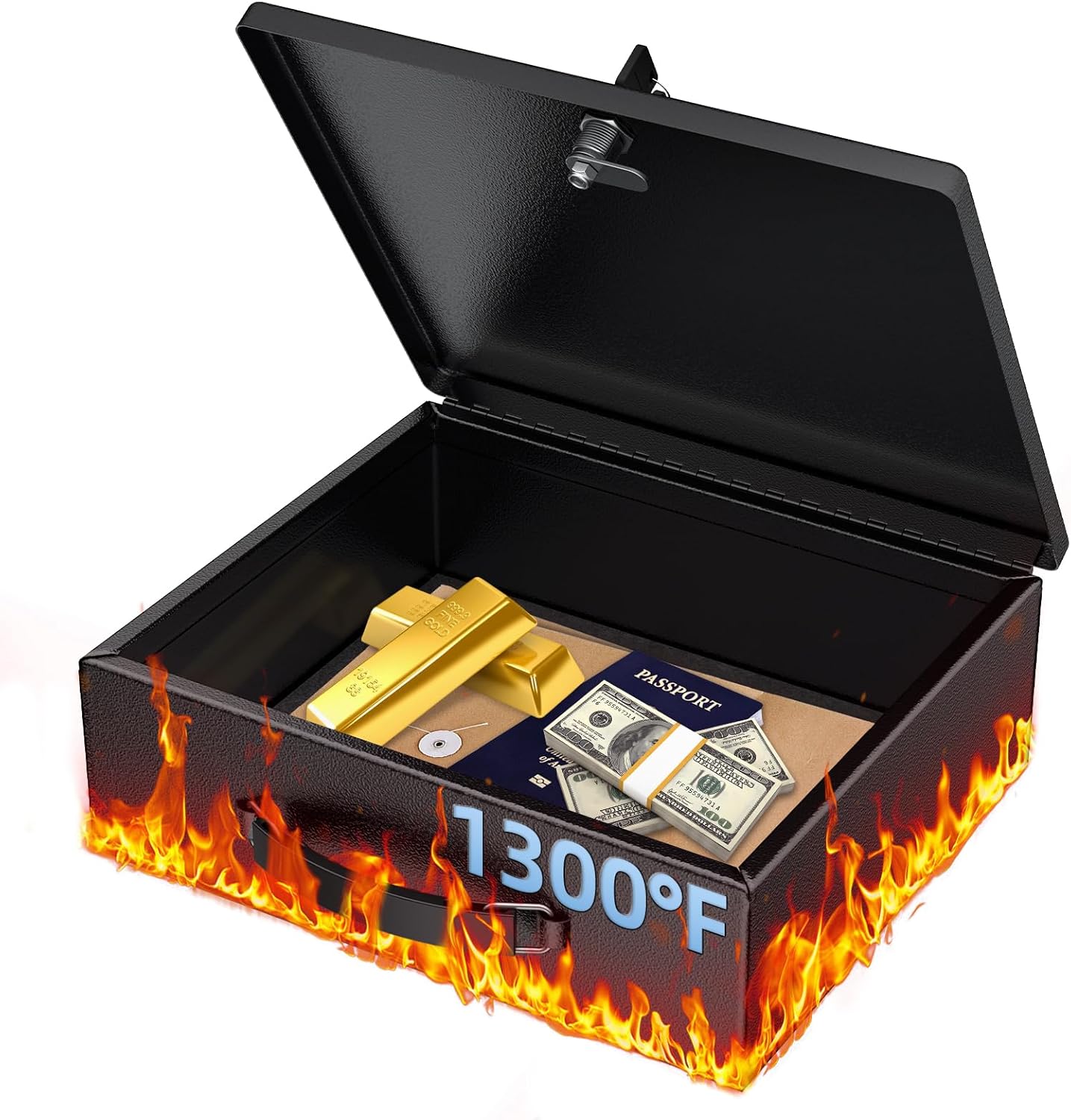 Uniclife Fireproof Document Box with Key Lock & Handle