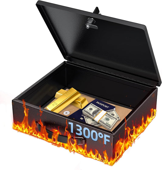 Uniclife Fireproof Document Box with Key Lock & Handle