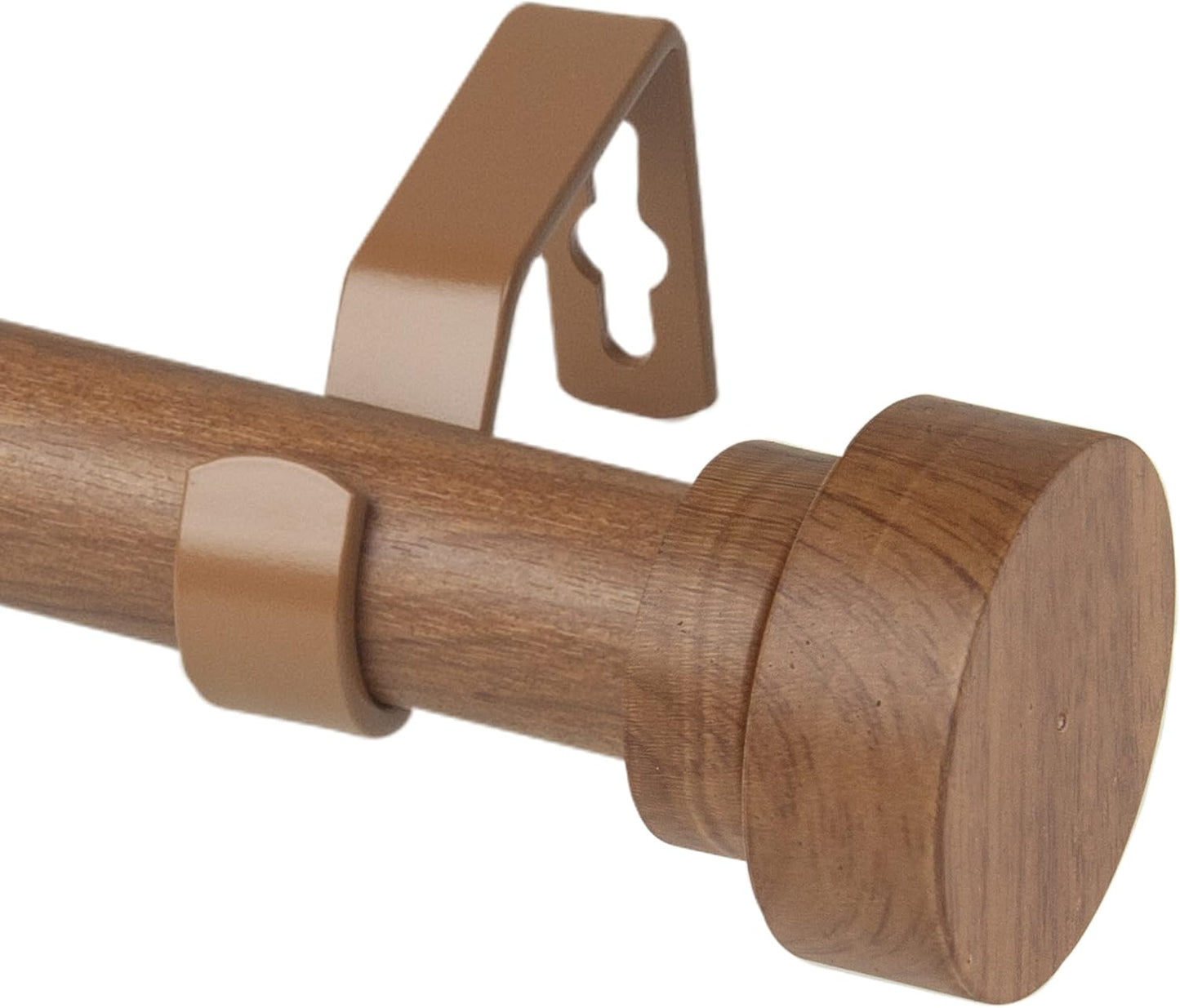 Rod Desyne 1 Bonnet Faux Wood Curtain Rod - 28-48 Inch - Elegant Chestnut Finish