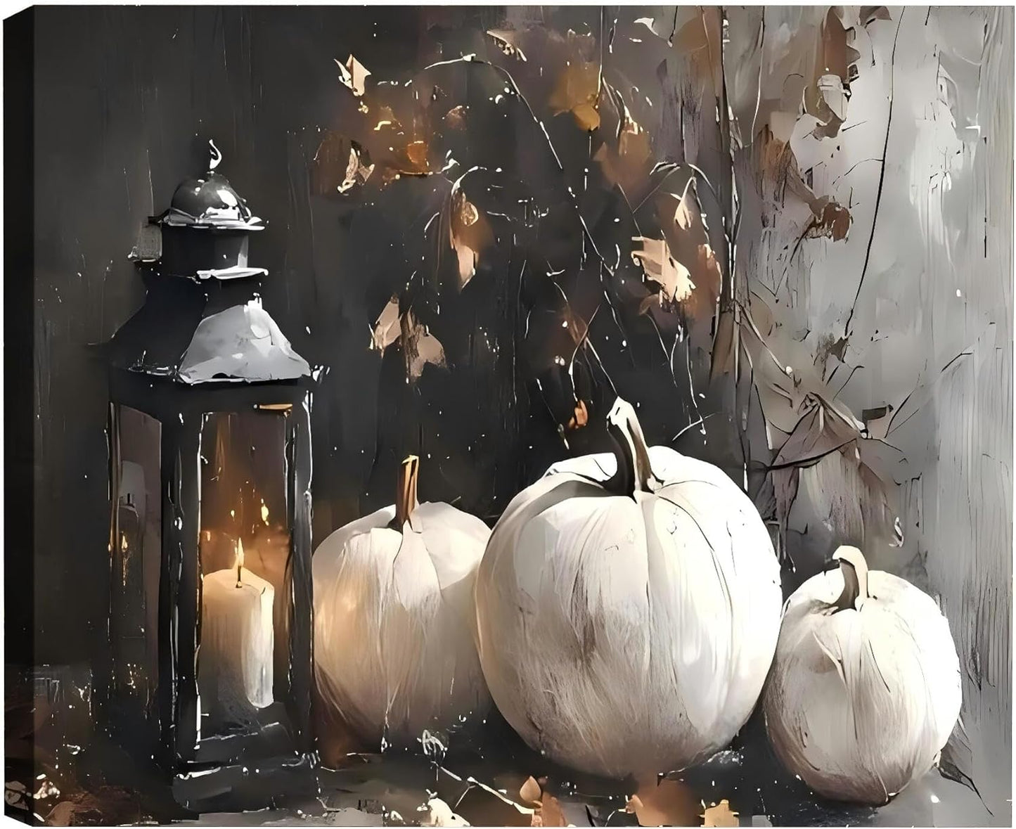 Framed Autumn Pumpkin Painting Prints on Canvas for Home Decor