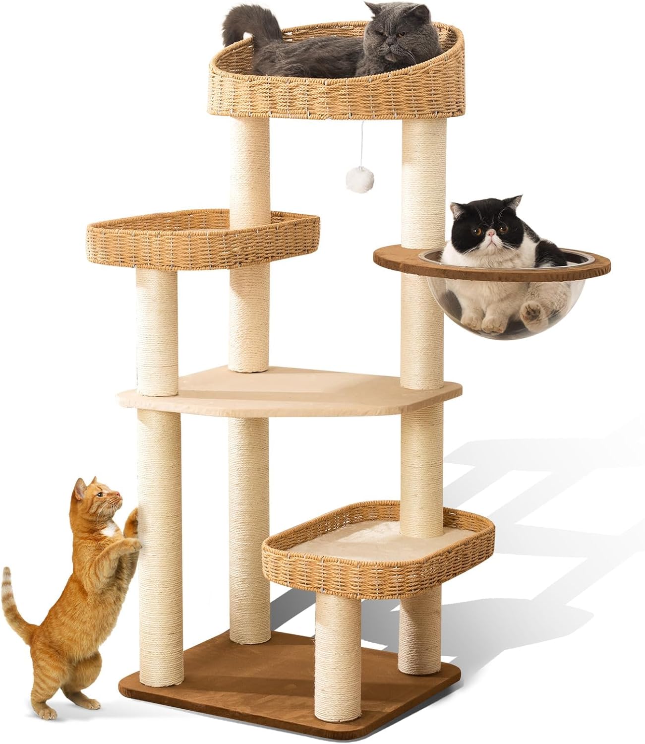 Cat Tree Tower for Indoor Cats - Modern Hand Woven Design