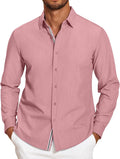Mens Casual Button Down Denim-Textured Shirt - Stretch Untucked