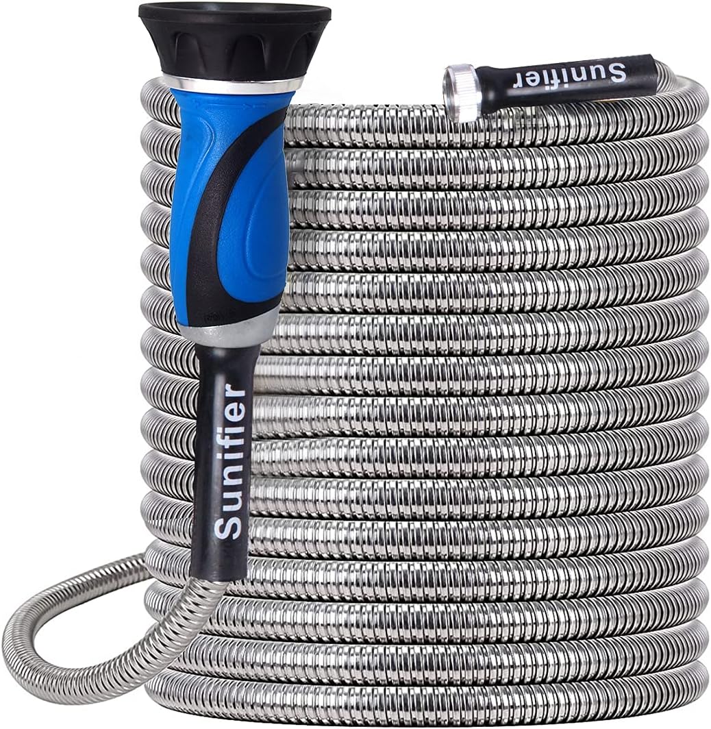 Flexible Stainless Steel Garden Hose 50 Ft for Outdoor Use