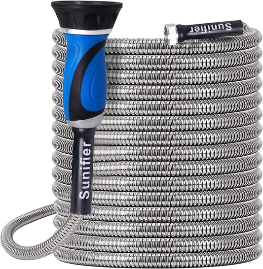 Flexible Stainless Steel Garden Hose 50 Ft for Outdoor Use