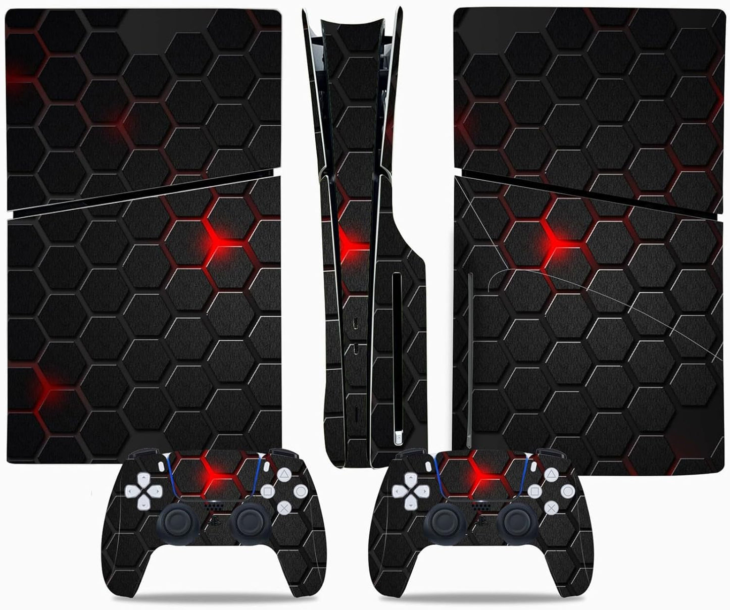 Enhance PS5 Slim with Red Honeycomb Skin Cover
