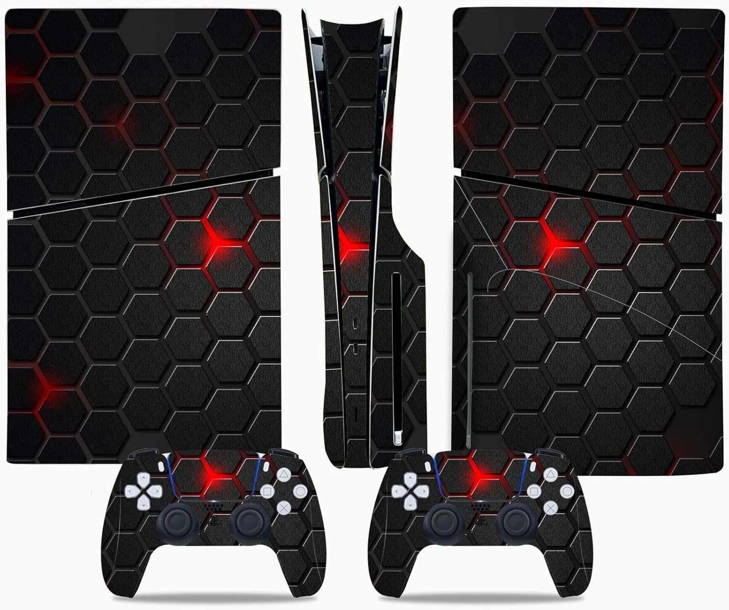 Enhance PS5 Slim with Red Honeycomb Skin Cover