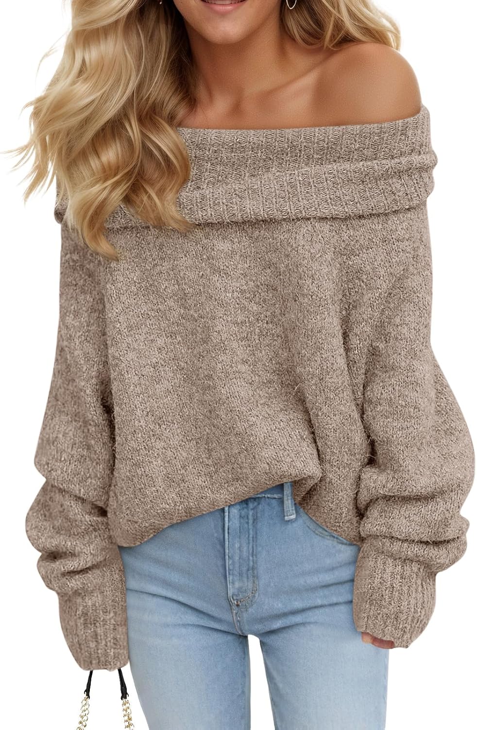 Saodimallsu Womens Off The Shoulder Sweater for Fall Fashion