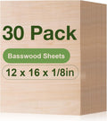 ROBOTIME 30-Pack Basswood Sheets 1/8 in x 12 x 16 - Ideal for Laser