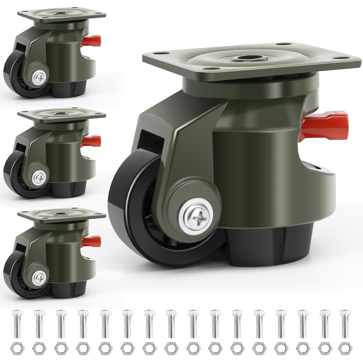 Leveling Casters Set of 4 for Heavy Equipment Mobility