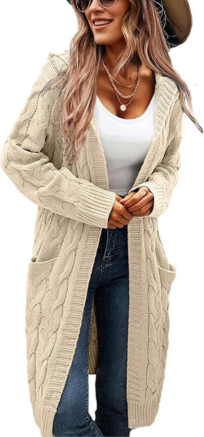 Women's Hooded Open Front Long Cardigan for Cozy Style