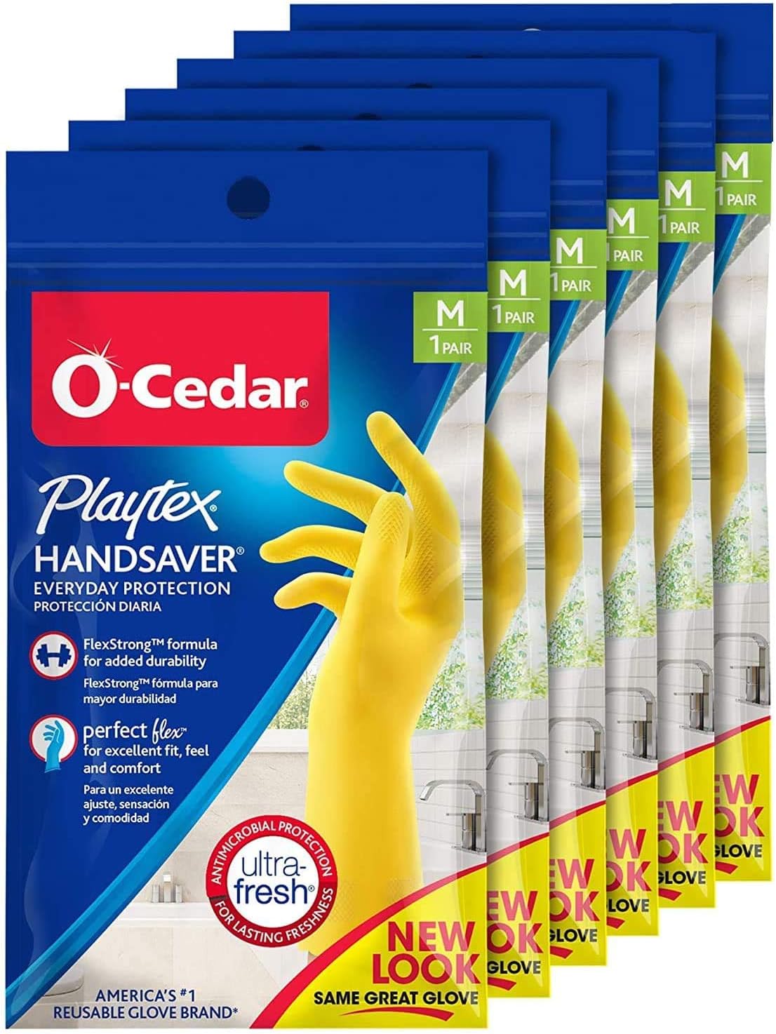 6-Pack Playtex Handsaver Rubber Gloves - Medium Size