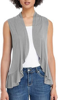 Xeoxarel Women's Sleeveless Cardigan Open Front Vest - Draped