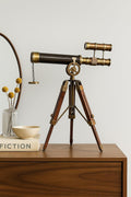 1915 Victorian Brass Telescope 14in Spyglass on Wooden Tripod