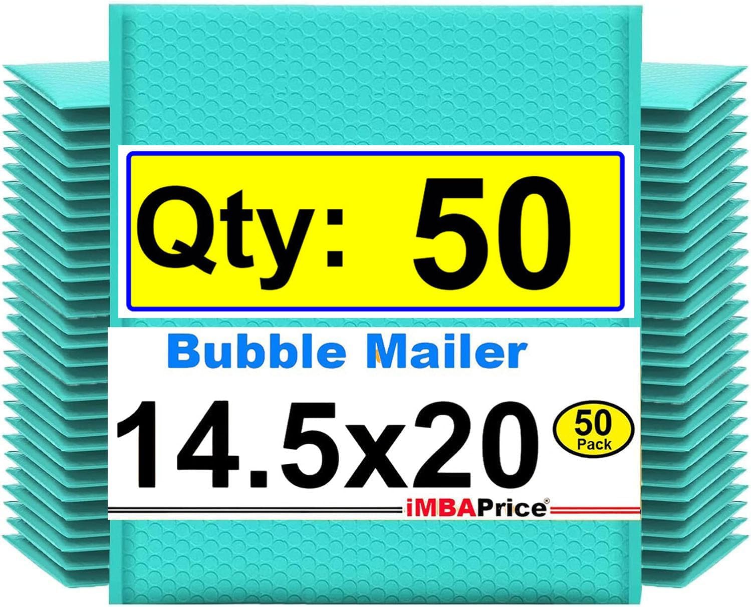 Premium Hot Teal Color Self Seal Poly Bubble Mailers 50-Pack