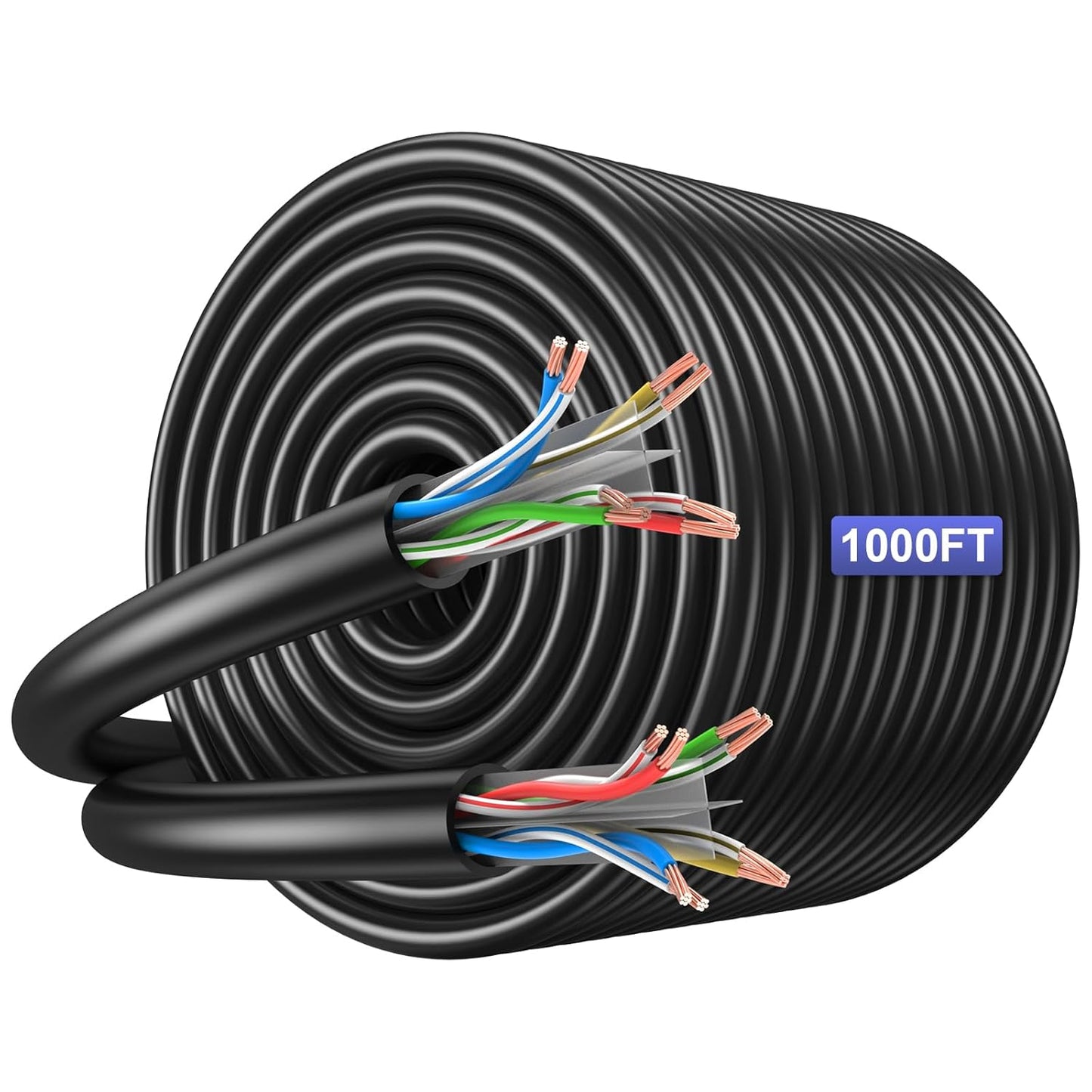 Cat6 Cable 1000ft - Waterproof, UV Resistant, High Performance