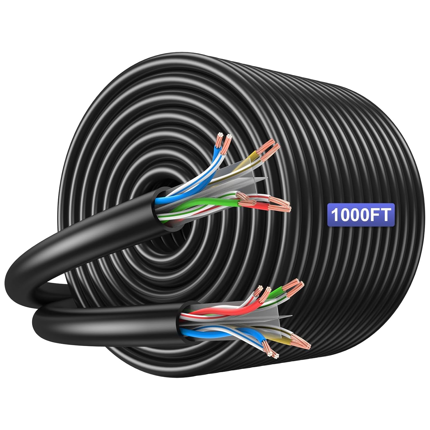 Cat6 Cable 1000ft - Waterproof, UV Resistant, High Performance