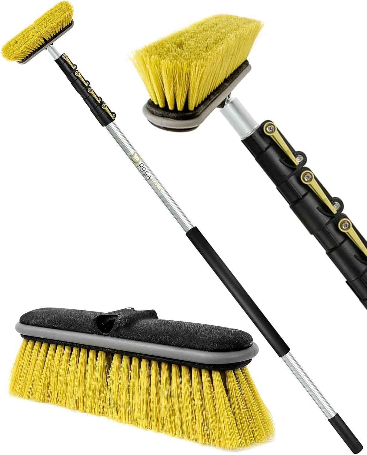 DocaPole 6-24 Ft Scrub Brush with Long Handle for Outdoor Use
