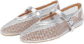 Mesh Ballet Flats for Women with Buckle Strap - Comfy Fishnet Flats