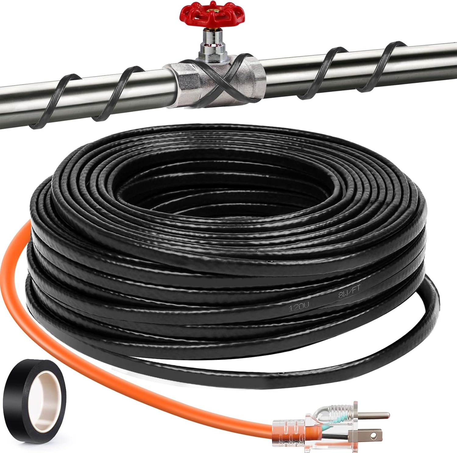 24FT Pipe Heating Cable for Freeze Protection and Water Flow