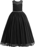 Glamulice Flower Girl Black Tulle A-Line Dress - Elegant Formal Wear