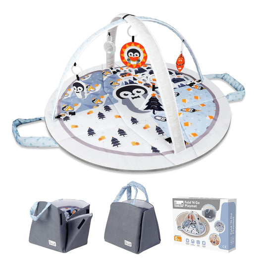 Li'l Pengyu Tummy Time Mat: Foldable Design, Skill Development, Machine Washable