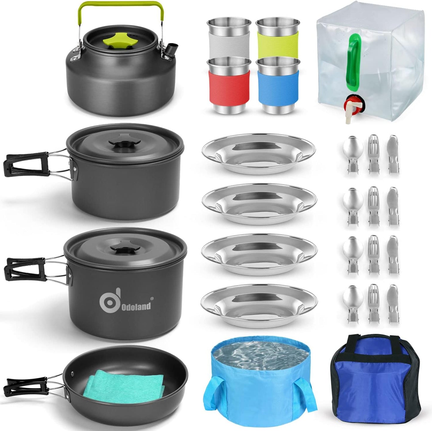 Odoland Camping Cookware Set - Lightweight & Non-Stick