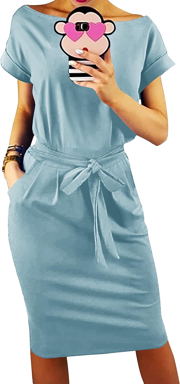 PRETTYGARDEN Women's Summer Short Sleeve Striped Dress with Pockets