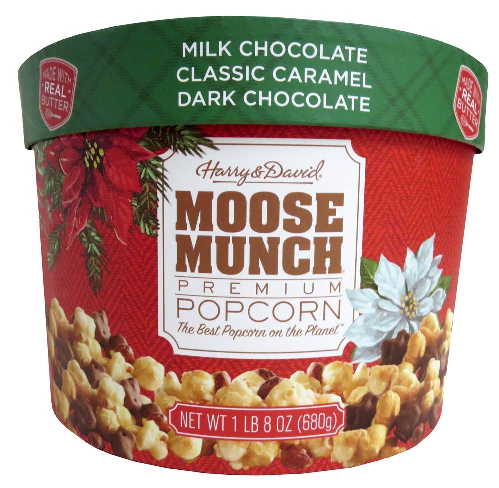Moose Munch Premium Popcorn Holiday Drum 24 oz for Gifting