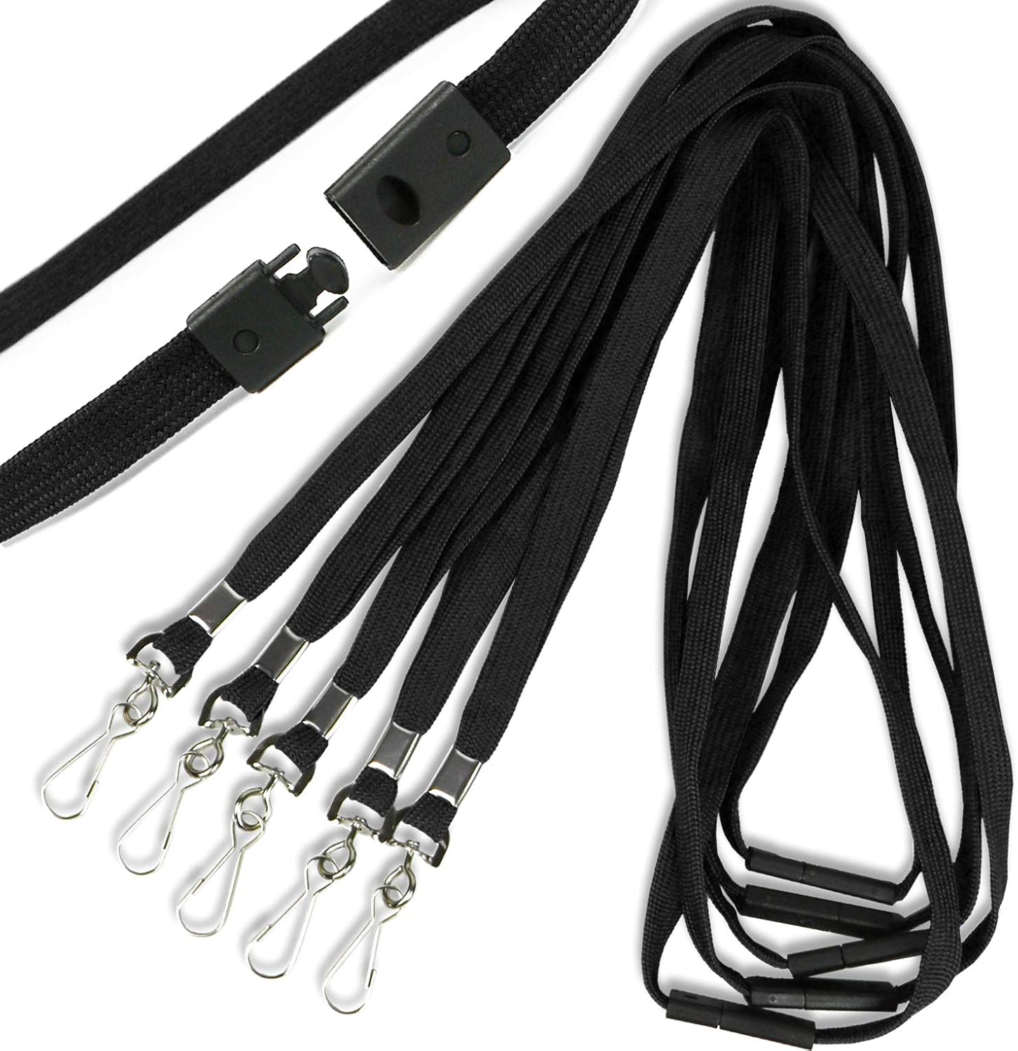 Safety Breakaway Lanyard with J-Hook for ID Badges 50 Pack