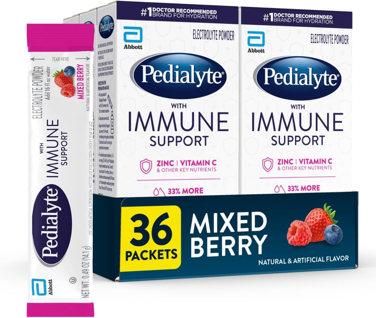 Pedialyte Electrolyte Drink Powder with Immune Support Benefits