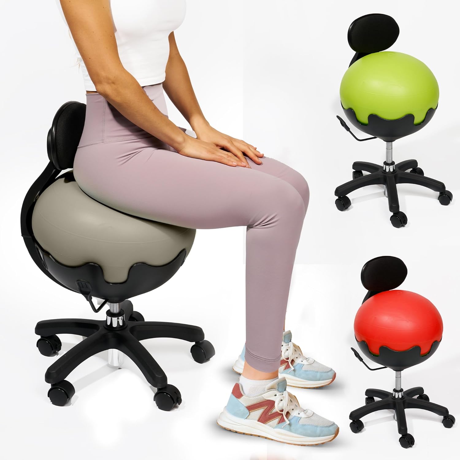 Aeromat Gray Yoga Ball Chair - Ergonomic Back Support