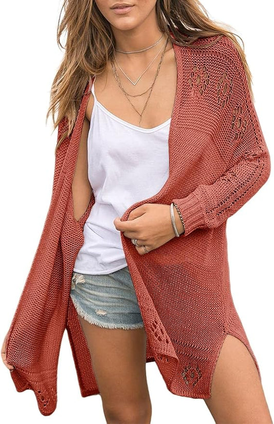 Misassy Womens Open Front Knit Sheer Cardigans for Summer Style