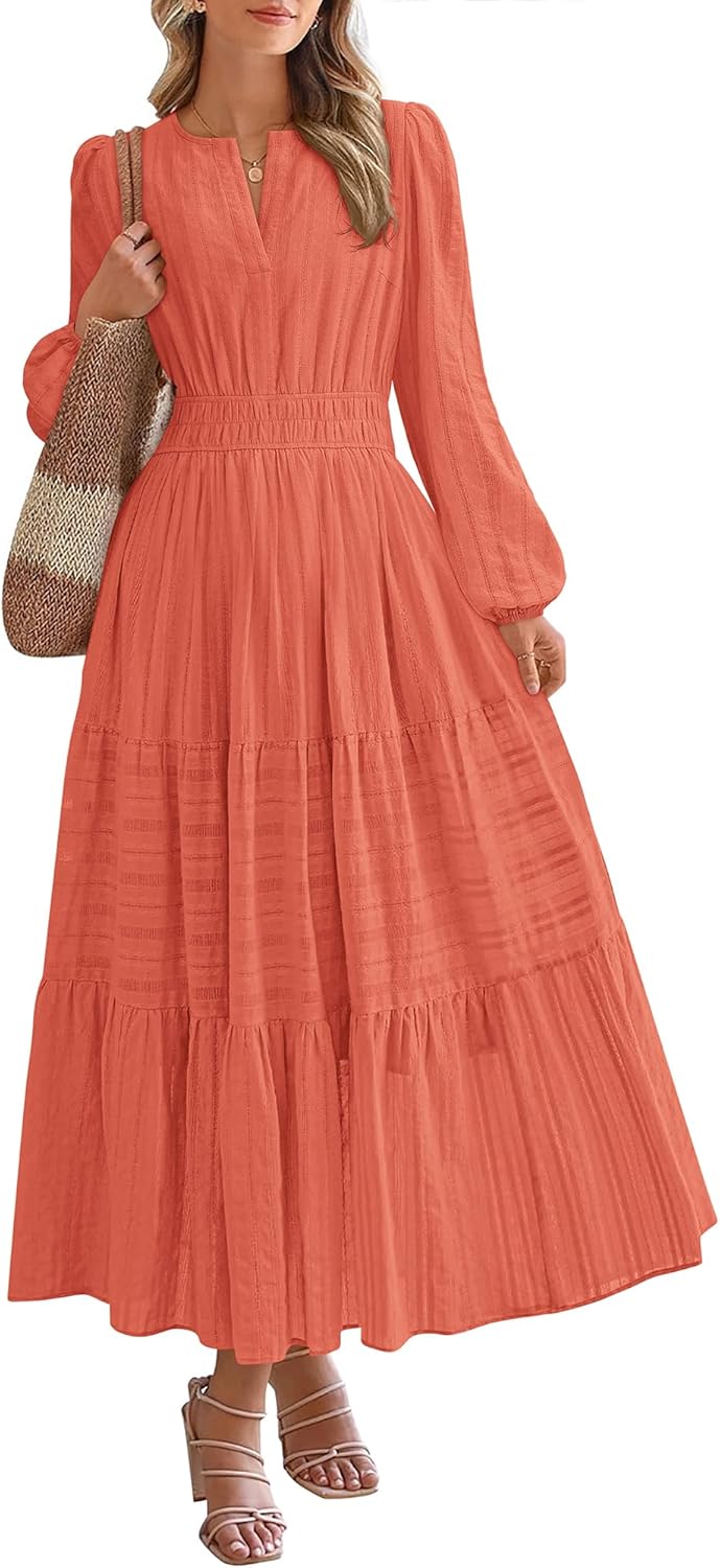 BTFBM Fall Dresses for Women 2025 Casual Long Sleeve Maxi