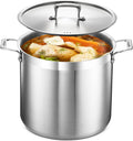 Stainless Steel Stockpot with Lid 16 Quart - Even Heating, Oven-Safe