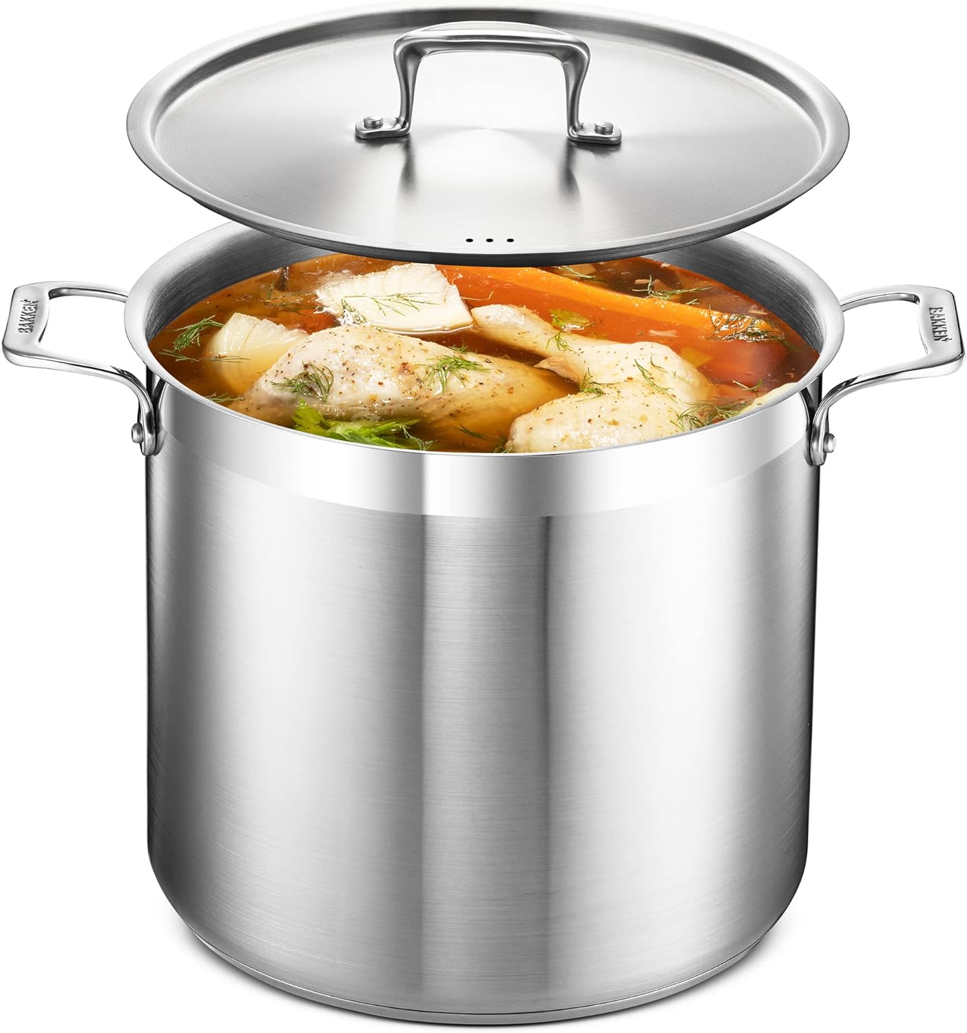 Stainless Steel Stockpot with Lid 16 Quart for Versatile Cooking