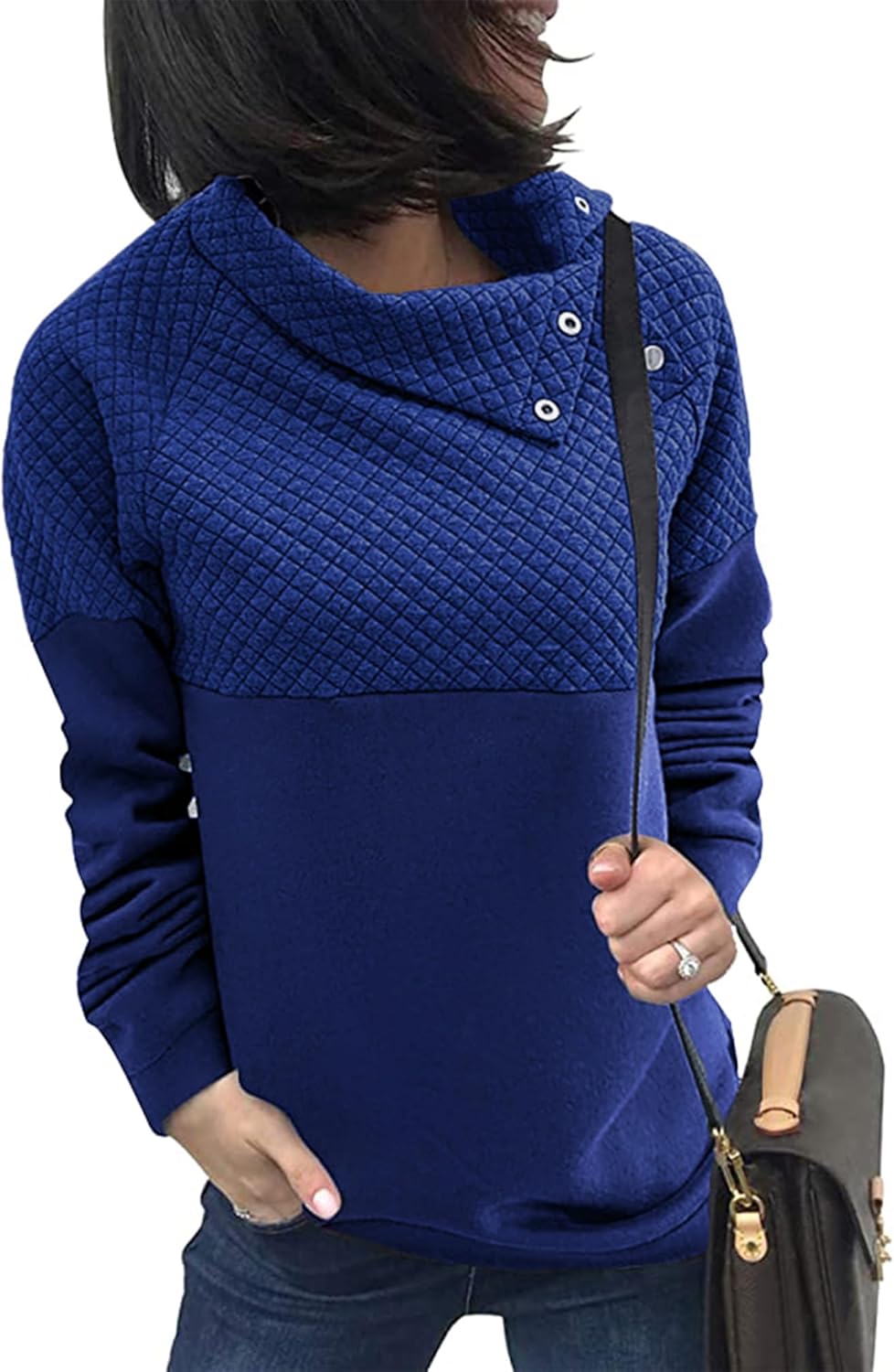 Stylish Quilted Pattern Lightweight Zipper Sweatshirt for Women