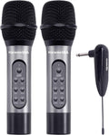 Karaoke USA Dual 900 MHz UHF Wireless Handheld Microphones - Clear