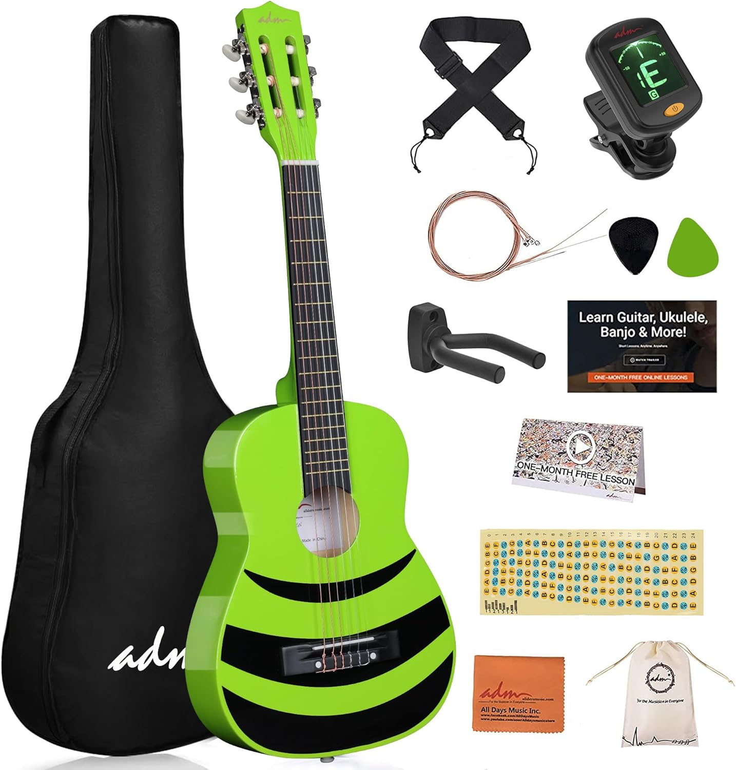 ADM Beginner Acoustic Classical Guitar Bundle Kit for Kids