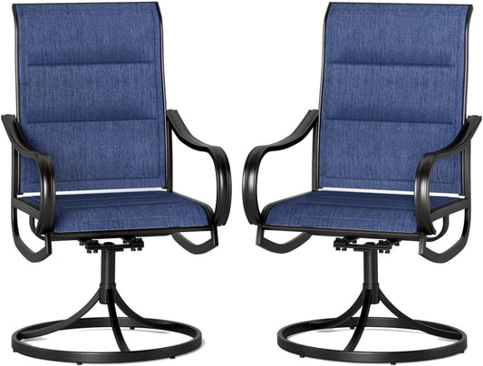 PHI VILLA Patio Swivel Dining Chairs Set of 2 for Outdoor Use