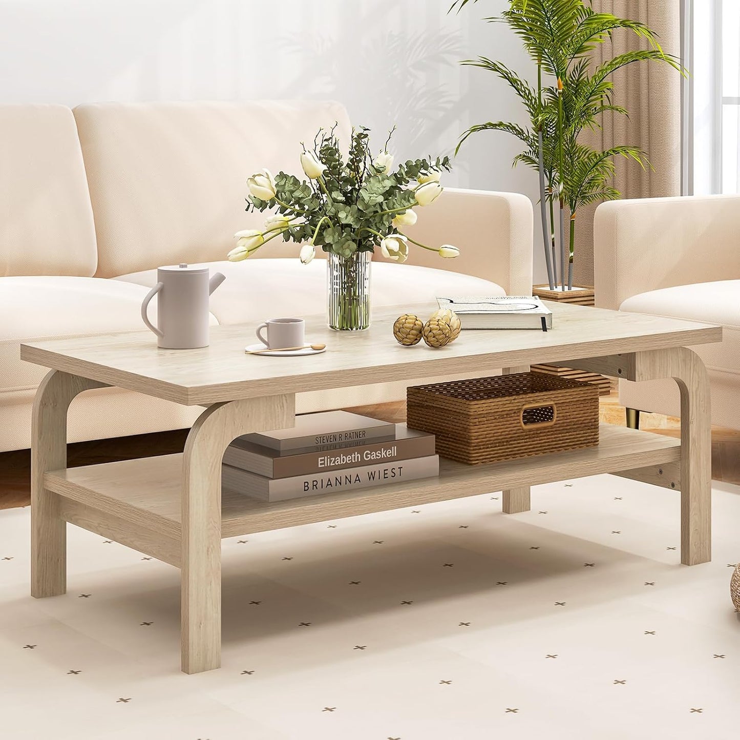 Giantex 2-Tier Coffee Table: Rustic Storage Charm